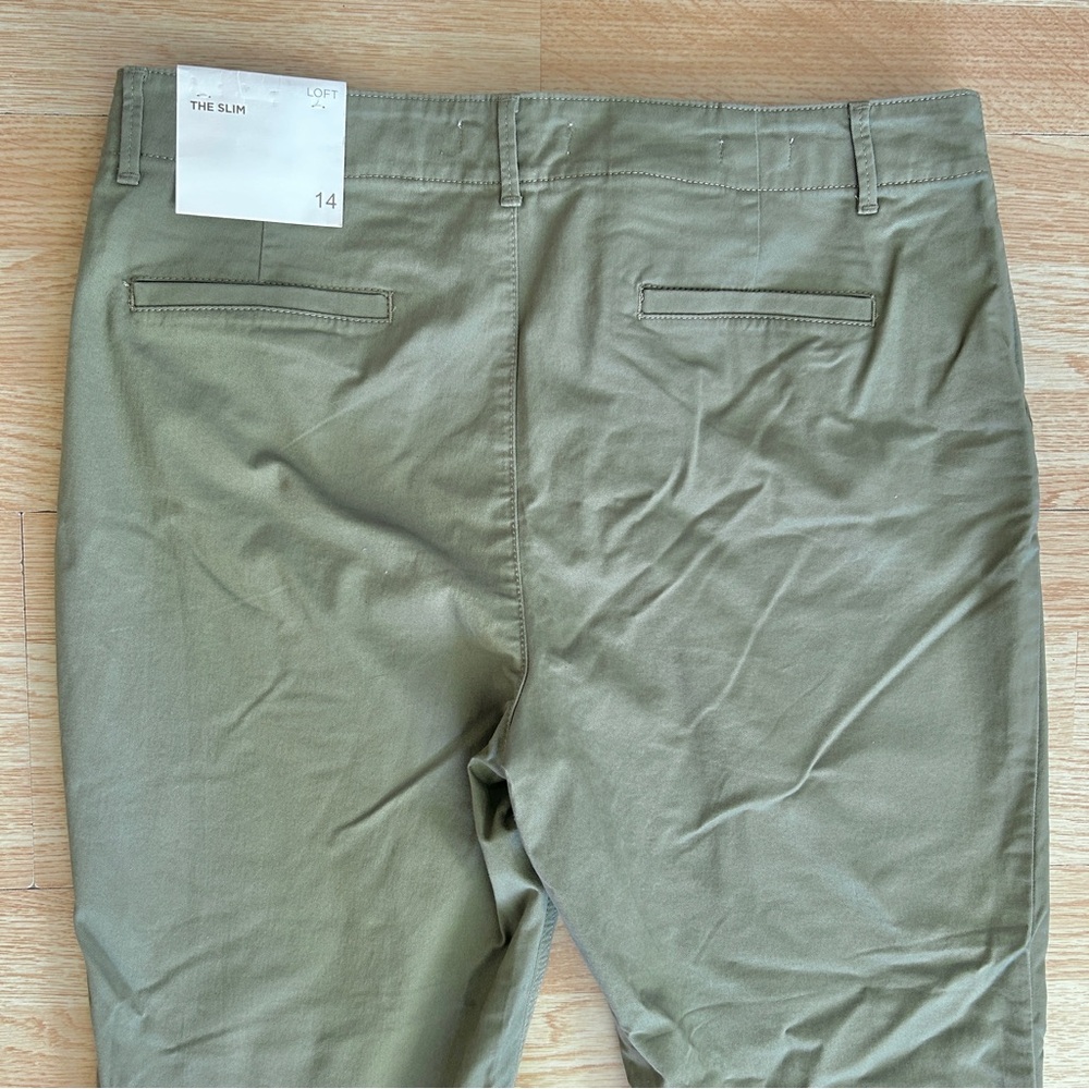 NWT Loft The Slim Monroe Olive Green Chino Ankle Pants 14 - Picture 5 of 8